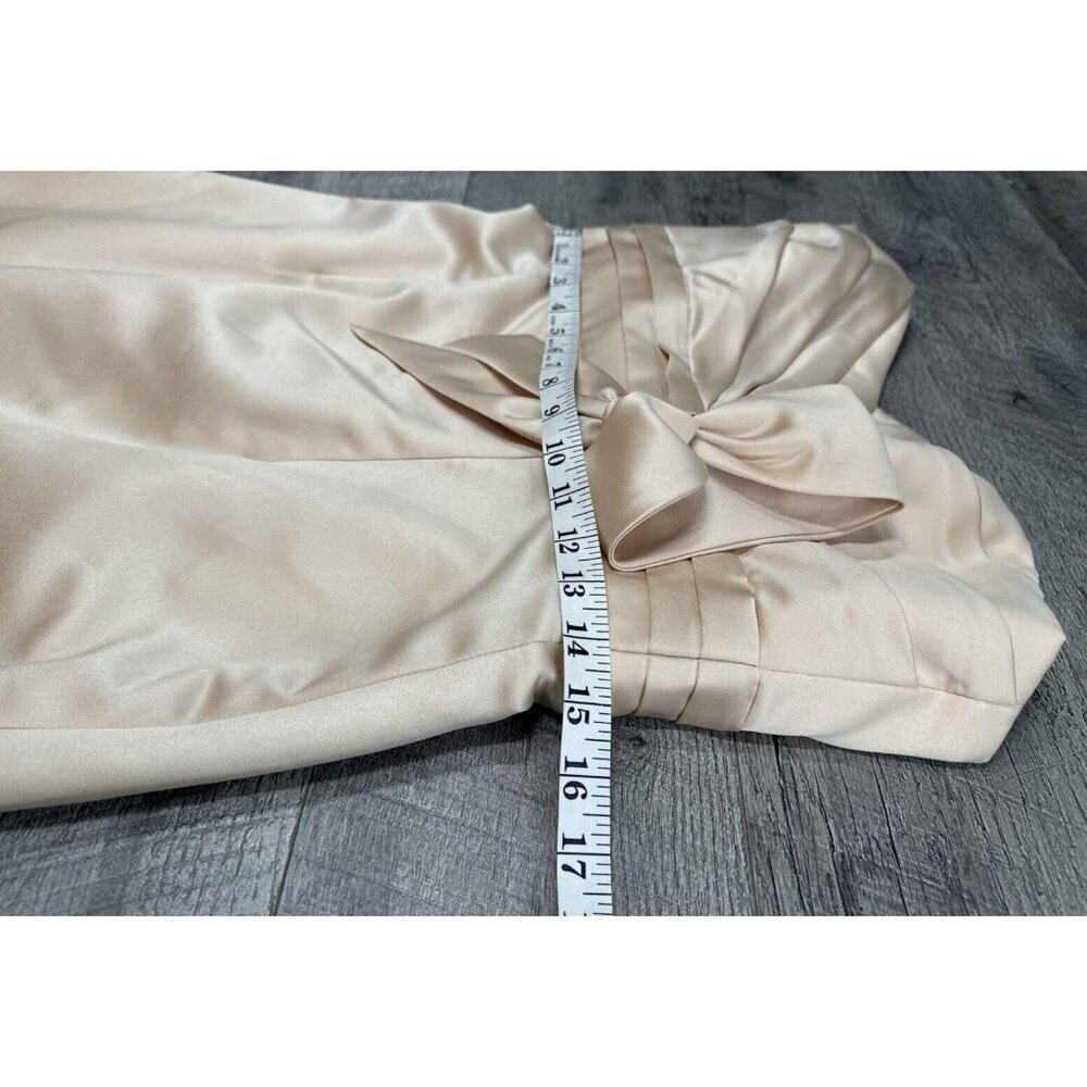 Alfred Angelo Strapless Dress Womens 10 Gold Bridesmaid Cocktail Mini Bow Lined - Picture 5 of 10